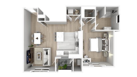 Floor plan for 1 bed, 1 bath, 787 sqft